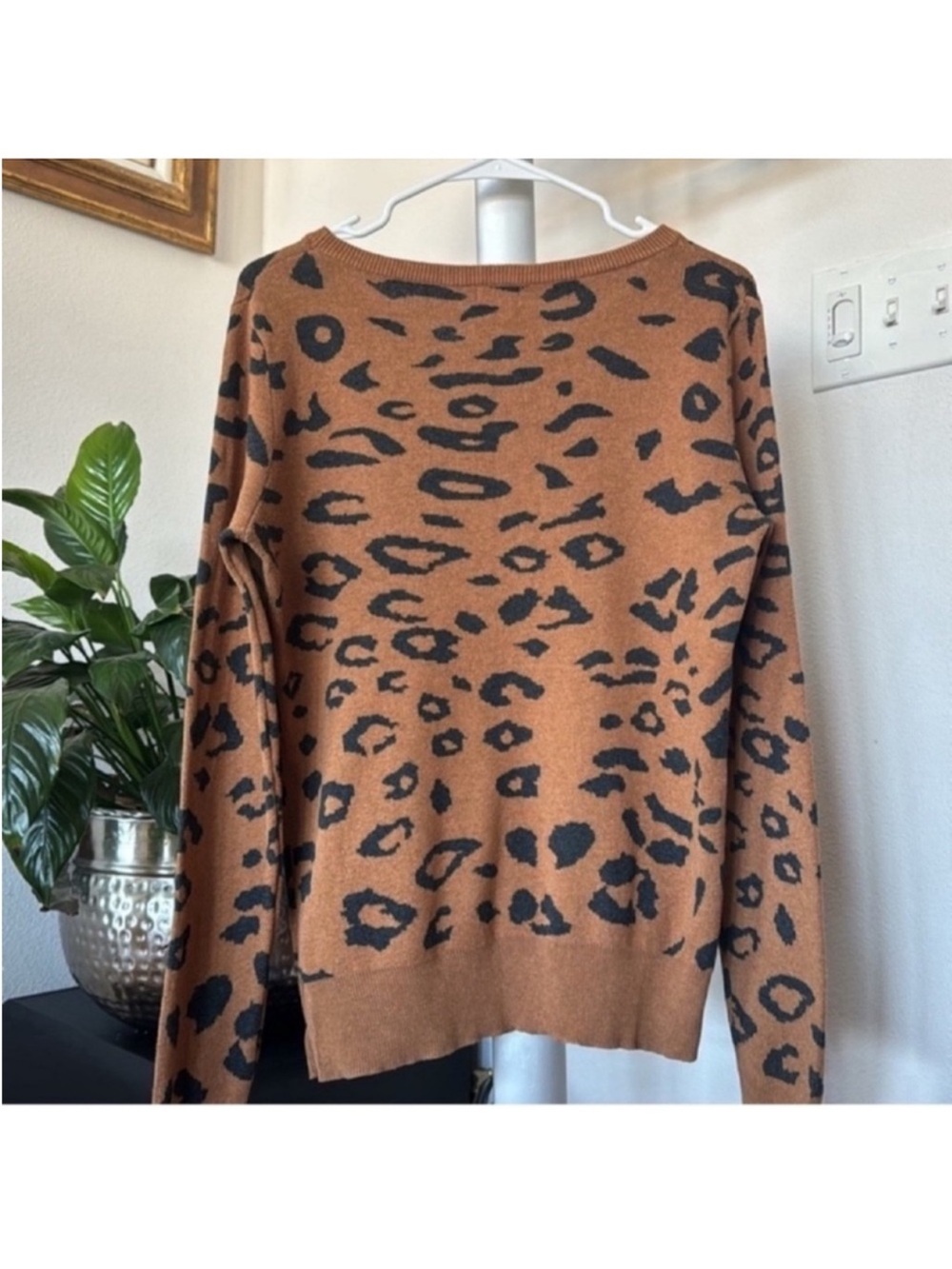 Mossimo Leopard Camouflage Knit Sweaters Sz M Crew Green Brown Black - Picture 12 of 14